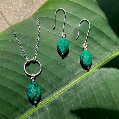 Chrysocolla Drop Earrings-1