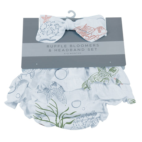 Baby Ruffle Bloomers & Headband Set | Turtles -0