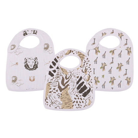 On The Savannah Bamboo Muslin Snap Bibs 3PK-1