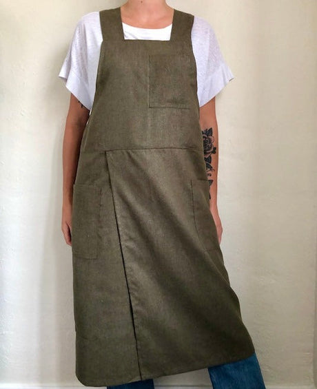 Split Leg Smock Apron Cross Back | Eco Friendly Textiles-12