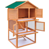 vidaXL Outdoor Rabbit Hutch Small Animal House Pet Cage 3 Layers Wood vidaXL