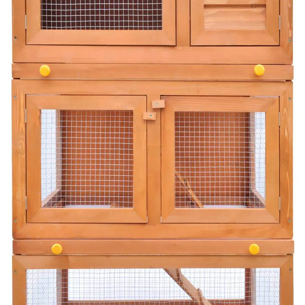 vidaXL Outdoor Rabbit Hutch Small Animal House Pet Cage 3 Layers Wood vidaXL