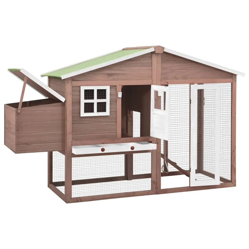 vidaXL Solid Fir Wood Chicken Coop with Nest Box Hen Cage House Multi Colors vidaXL